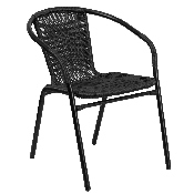 2 Pack Black Rattan Indoor-Outdoor Restaurant Stack Chair, 2-TLH-037-BK-GG