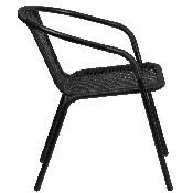 2 Pack Black Rattan Indoor-Outdoor Restaurant Stack Chair, 2-TLH-037-BK-GG