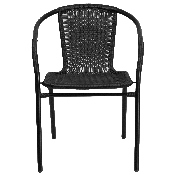 2 Pack Black Rattan Indoor-Outdoor Restaurant Stack Chair, 2-TLH-037-BK-GG