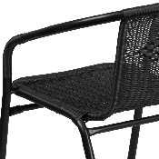 2 Pack Black Rattan Indoor-Outdoor Restaurant Stack Chair, 2-TLH-037-BK-GG