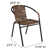 2 Pack Medium Brown Rattan Indoor-Outdoor Restaurant Stack Chair, 2-TLH-037-DK-BN-GG