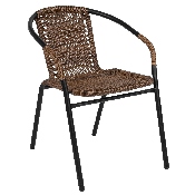 2 Pack Medium Brown Rattan Indoor-Outdoor Restaurant Stack Chair, 2-TLH-037-DK-BN-GG