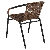2 Pack Medium Brown Rattan Indoor-Outdoor Restaurant Stack Chair, 2-TLH-037-DK-BN-GG
