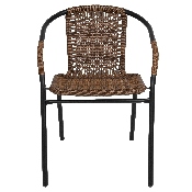 2 Pack Medium Brown Rattan Indoor-Outdoor Restaurant Stack Chair, 2-TLH-037-DK-BN-GG