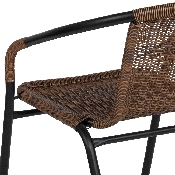 2 Pack Medium Brown Rattan Indoor-Outdoor Restaurant Stack Chair, 2-TLH-037-DK-BN-GG