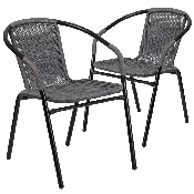 2 Pack Gray Rattan Indoor-Outdoor Restaurant Stack Chair, 2-TLH-037-GY-GG