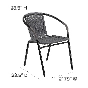 2 Pack Gray Rattan Indoor-Outdoor Restaurant Stack Chair, 2-TLH-037-GY-GG