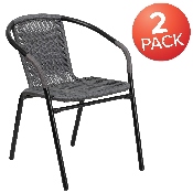 2 Pack Gray Rattan Indoor-Outdoor Restaurant Stack Chair, 2-TLH-037-GY-GG