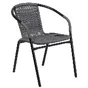2 Pack Gray Rattan Indoor-Outdoor Restaurant Stack Chair, 2-TLH-037-GY-GG