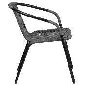 2 Pack Gray Rattan Indoor-Outdoor Restaurant Stack Chair, 2-TLH-037-GY-GG