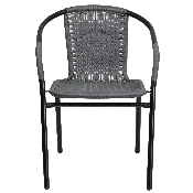 2 Pack Gray Rattan Indoor-Outdoor Restaurant Stack Chair, 2-TLH-037-GY-GG