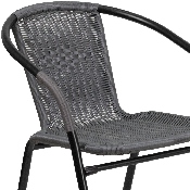 2 Pack Gray Rattan Indoor-Outdoor Restaurant Stack Chair, 2-TLH-037-GY-GG