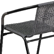 2 Pack Gray Rattan Indoor-Outdoor Restaurant Stack Chair, 2-TLH-037-GY-GG