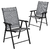 Black Outdoor Folding Patio Sling Chair (2 Pack), 2-TLH-SC-044-B-GG