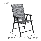 Black Outdoor Folding Patio Sling Chair (2 Pack), 2-TLH-SC-044-B-GG