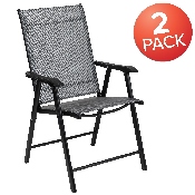 Black Outdoor Folding Patio Sling Chair (2 Pack), 2-TLH-SC-044-B-GG