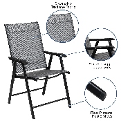 Black Outdoor Folding Patio Sling Chair (2 Pack), 2-TLH-SC-044-B-GG