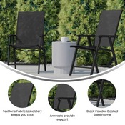 Paladin Black Outdoor Folding Patio Sling Chair, 2-TLH-SC-044-BKBK-GG