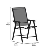 Paladin Black Outdoor Folding Patio Sling Chair, 2-TLH-SC-044-BKBK-GG