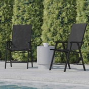 Paladin Black Outdoor Folding Patio Sling Chair, 2-TLH-SC-044-BKBK-GG