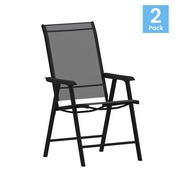 Paladin Black Outdoor Folding Patio Sling Chair, 2-TLH-SC-044-BKBK-GG