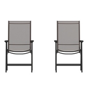 Paladin Brown Outdoor Folding Patio Sling Chair, 2-TLH-SC-044-BR-GG