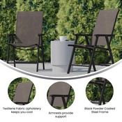 Paladin Brown Outdoor Folding Patio Sling Chair, 2-TLH-SC-044-BR-GG