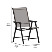 Paladin Brown Outdoor Folding Patio Sling Chair, 2-TLH-SC-044-BR-GG