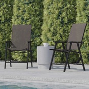 Paladin Brown Outdoor Folding Patio Sling Chair, 2-TLH-SC-044-BR-GG