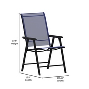 Paladin Navy Outdoor Folding Patio Sling Chair, 2-TLH-SC-044-NV-GG