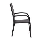Maxim Set of 2 Stackable Indoor/Outdoor Wicker Dining Chairs with Arms - Fade & Weather-Resistant Steel Frames - Black, 2-TW-3WBE073-BK-GG