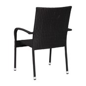 Maxim Set of 2 Stackable Indoor/Outdoor Wicker Dining Chairs with Arms - Fade & Weather-Resistant Steel Frames - Black, 2-TW-3WBE073-BK-GG
