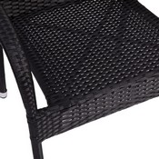 Maxim Set of 2 Stackable Indoor/Outdoor Wicker Dining Chairs with Arms - Fade & Weather-Resistant Steel Frames - Black, 2-TW-3WBE073-BK-GG