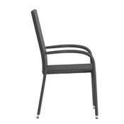 Maxim Set of 2 Stackable Indoor/Outdoor Wicker Dining Chairs with Arms - Fade & Weather-Resistant Steel Frames - Gray, 2-TW-3WBE073-GY-GG