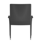 Maxim Set of 2 Stackable Indoor/Outdoor Wicker Dining Chairs with Arms - Fade & Weather-Resistant Steel Frames - Gray, 2-TW-3WBE073-GY-GG