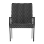 Maxim Set of 2 Stackable Indoor/Outdoor Wicker Dining Chairs with Arms - Fade & Weather-Resistant Steel Frames - Gray, 2-TW-3WBE073-GY-GG