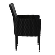 Maxim Modern Black Wicker Patio Armchairs for Deck or Backyard, Fade and Weather-Resistant Frames and Gray Cushions-Set of 2, 2-TW-3WBE074-BK-GG