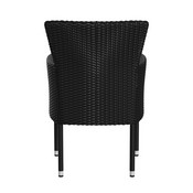 Maxim Modern Black Wicker Patio Armchairs for Deck or Backyard, Fade and Weather-Resistant Frames and Gray Cushions-Set of 2, 2-TW-3WBE074-BK-GG