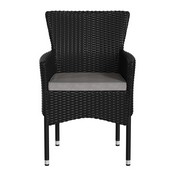 Maxim Modern Black Wicker Patio Armchairs for Deck or Backyard, Fade and Weather-Resistant Frames and Gray Cushions-Set of 2, 2-TW-3WBE074-BK-GG