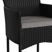 Maxim Modern Black Wicker Patio Armchairs for Deck or Backyard, Fade and Weather-Resistant Frames and Gray Cushions-Set of 2, 2-TW-3WBE074-BK-GG