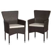 Maxim Modern Espresso Wicker Patio Armchairs for Deck or Backyard, Fade and Weather-Resistant Frames and Cream Cushions-Set of 2, 2-TW-3WBE074-BR-GG