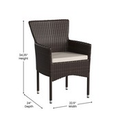 Maxim Modern Espresso Wicker Patio Armchairs for Deck or Backyard, Fade and Weather-Resistant Frames and Cream Cushions-Set of 2, 2-TW-3WBE074-BR-GG