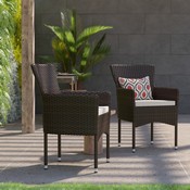 Maxim Modern Espresso Wicker Patio Armchairs for Deck or Backyard, Fade and Weather-Resistant Frames and Cream Cushions-Set of 2, 2-TW-3WBE074-BR-GG
