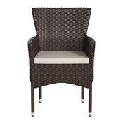 Maxim Modern Espresso Wicker Patio Armchairs for Deck or Backyard, Fade and Weather-Resistant Frames and Cream Cushions-Set of 2, 2-TW-3WBE074-BR-GG