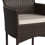 Maxim Modern Espresso Wicker Patio Armchairs for Deck or Backyard, Fade and Weather-Resistant Frames and Cream Cushions-Set of 2, 2-TW-3WBE074-BR-GG