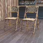 Bamboo Folding Chairs - Set of 2 Bamboo Wood Folding Chairs, 2-X-62111-BAM-GG