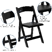 2 Pk. HERCULES Series Black Wood Folding Chair with Vinyl Padded Seat, 2-XF-2902-BK-WOOD-GG