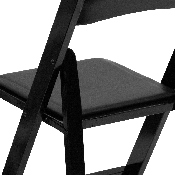 2 Pk. HERCULES Series Black Wood Folding Chair with Vinyl Padded Seat, 2-XF-2902-BK-WOOD-GG