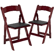 2 Pk. HERCULES Series Mahogany Wood Folding Chair with Vinyl Padded Seat, 2-XF-2903-MAH-WOOD-GG