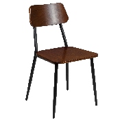 Stackable Industrial Dining Chair with Gunmetal Steel Frame and Rustic Wood Seat, Set of 2, 2-XU-DG-60725-GG